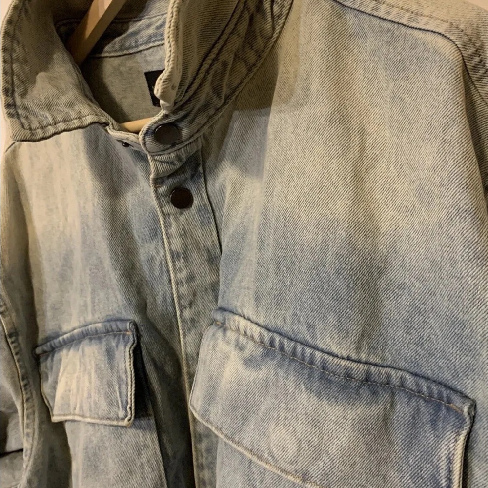 New No Boundaries Mens Sz XL‎ 46-48 Denim Shirt Jacket Snap Buttons Pockets Blue
